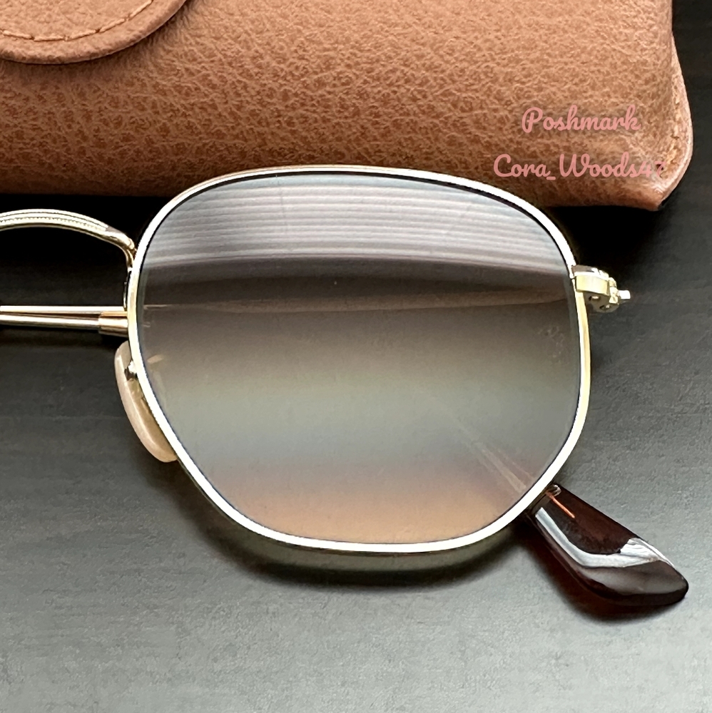 Ray-Ban Hexagonal Gradient Brown Lenses RB3548N Gold Frame Unisex New - Picture 5 of 15